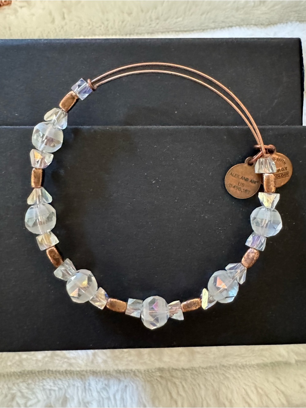 Alex and Ani Crystal and Copper Bead Women's Bracelet - Clear Crystal